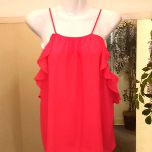 1.State Ruffled Sleeveless Crepe Blouse-#0305